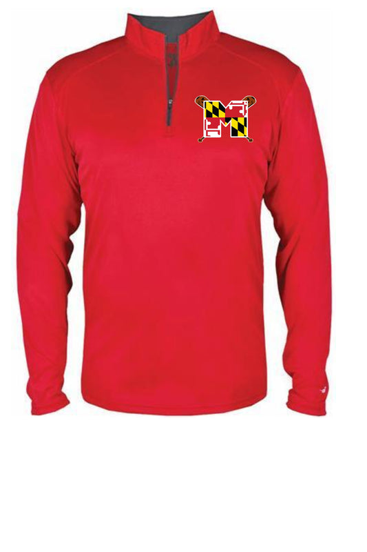 Badger Sport Adult/Youth 1/4 Zip Pullover Shirt - Red